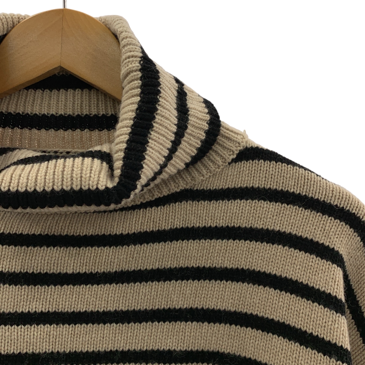 その他 ウール混 ボーダー タートルネック クロップドニット
