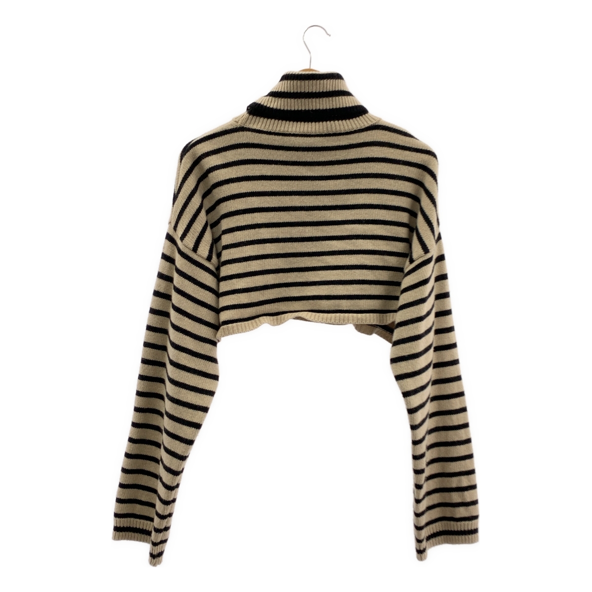 その他 ウール混 ボーダー タートルネック クロップドニット
