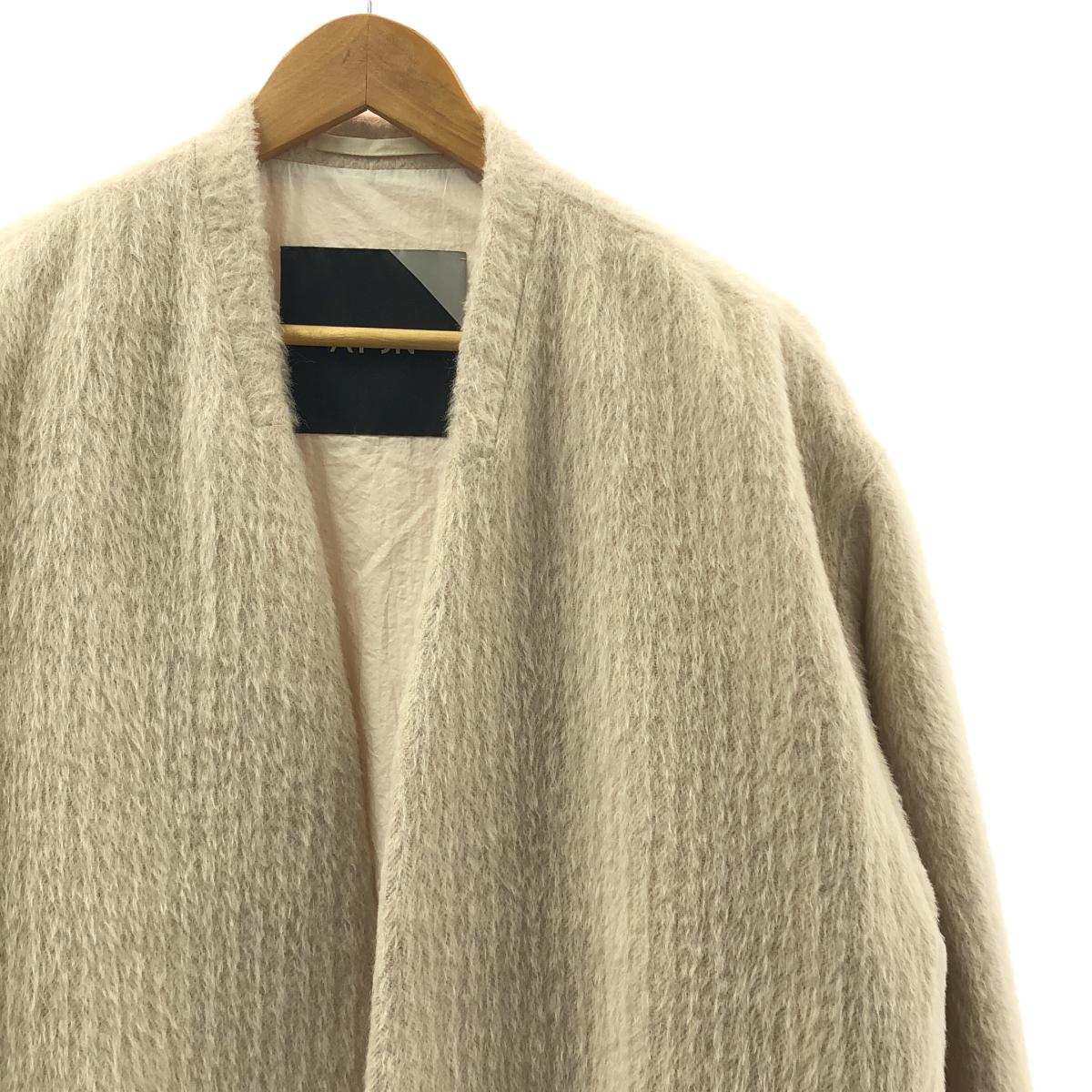 ATON / エイトン アルパカ ウール シャギー ノーカラー ロングコート