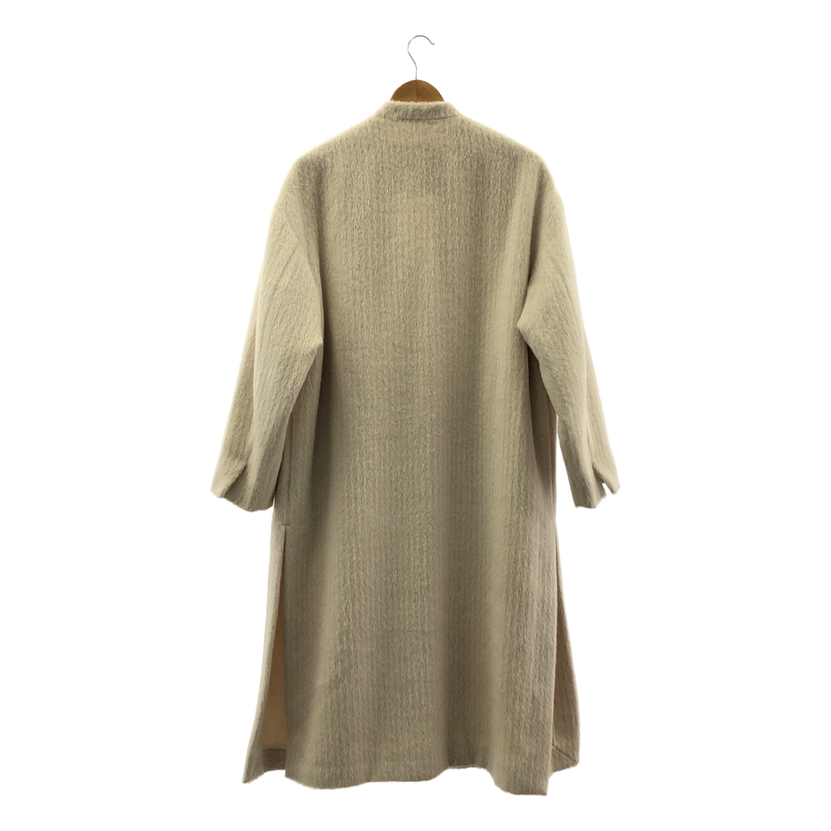 ATON / エイトン アルパカ ウール シャギー ノーカラー ロングコート