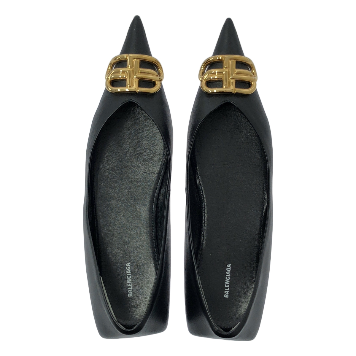 BALENCIAGA / バレンシアガ Knife Ballet Flats BBロゴ レザー フラット パンプス