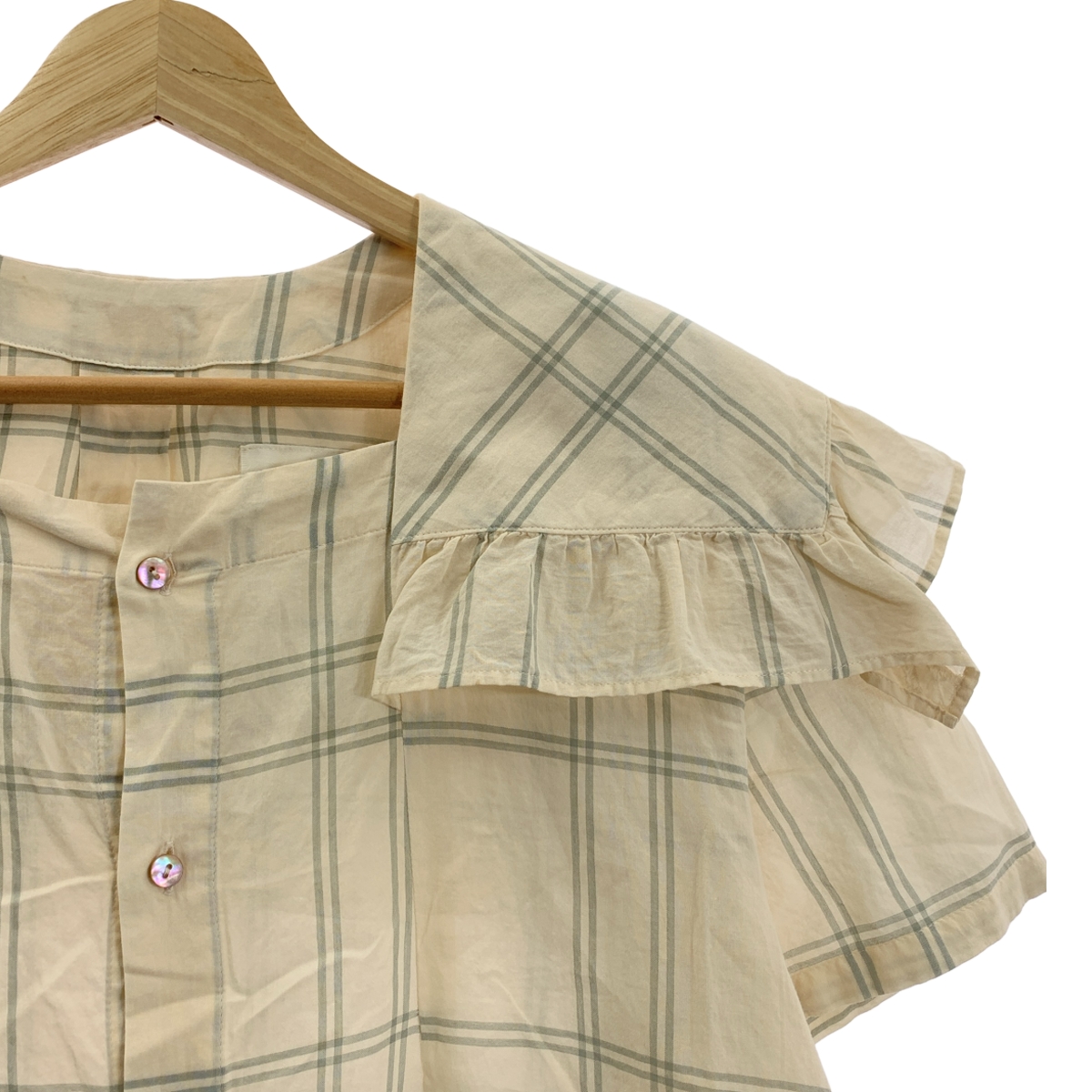 GASA / ガサ grue / コットン チェック スクエア ブラウス シャツ