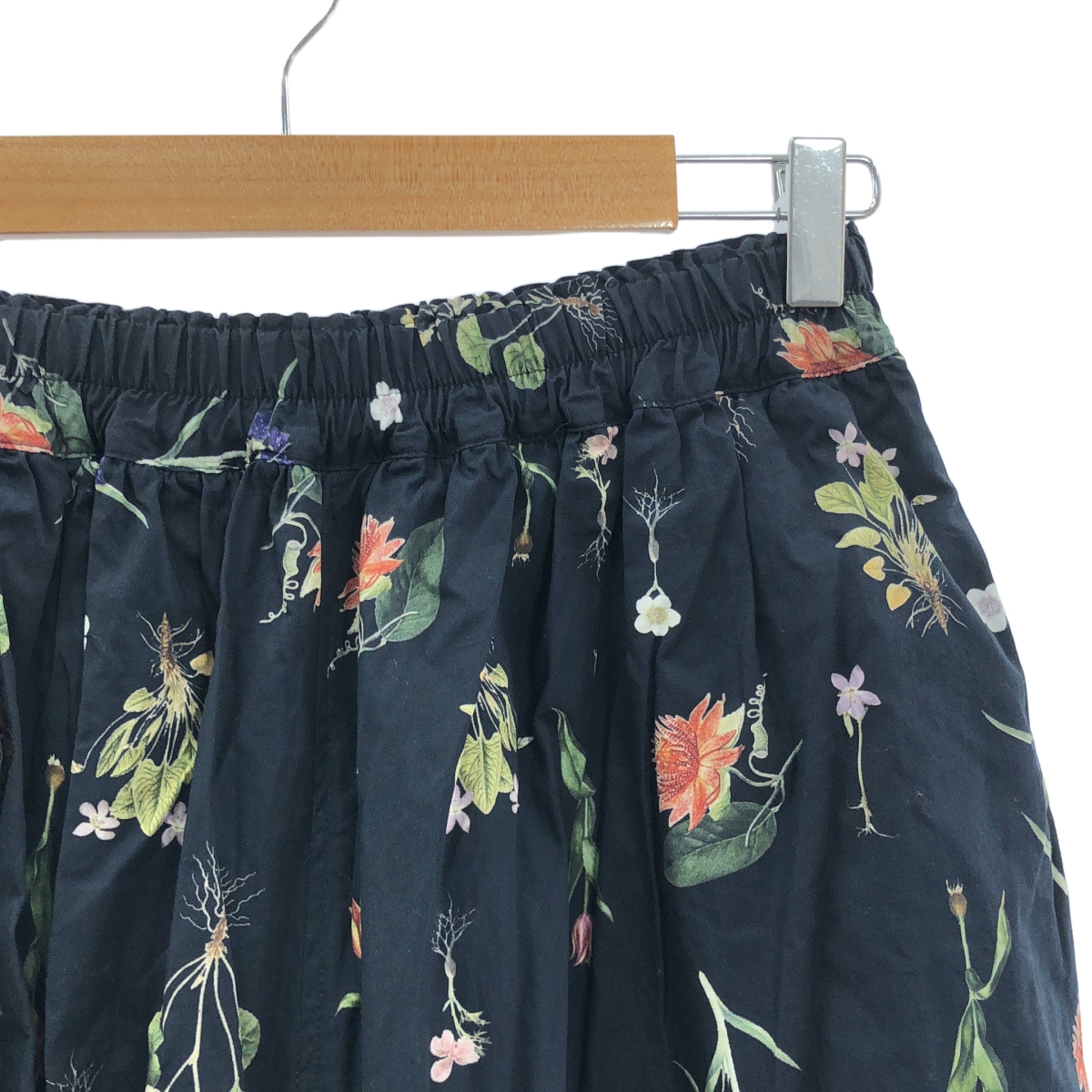 ichi / イチ コットン 総柄 フラワー ドローストリング ギャザー ワイド イージー パンツ