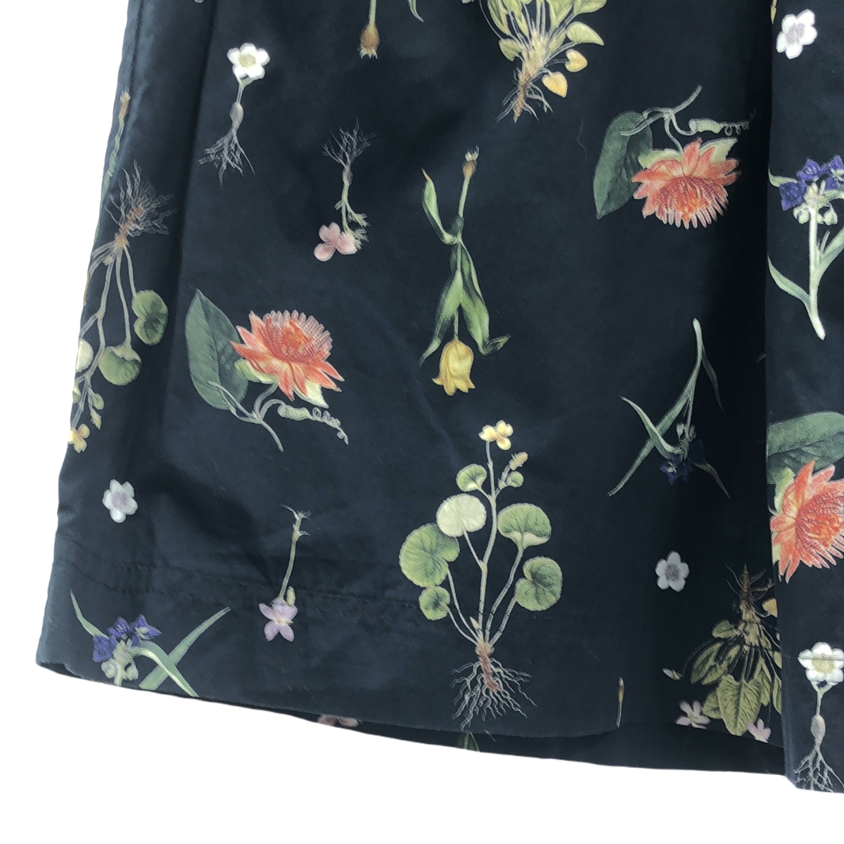 ichi / イチ コットン 総柄 フラワー ドローストリング ギャザー ワイド イージー パンツ