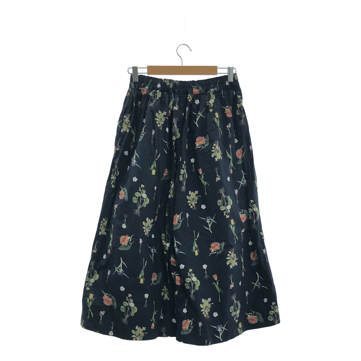 ichi / イチ コットン 総柄 フラワー ドローストリング ギャザー ワイド イージー パンツ