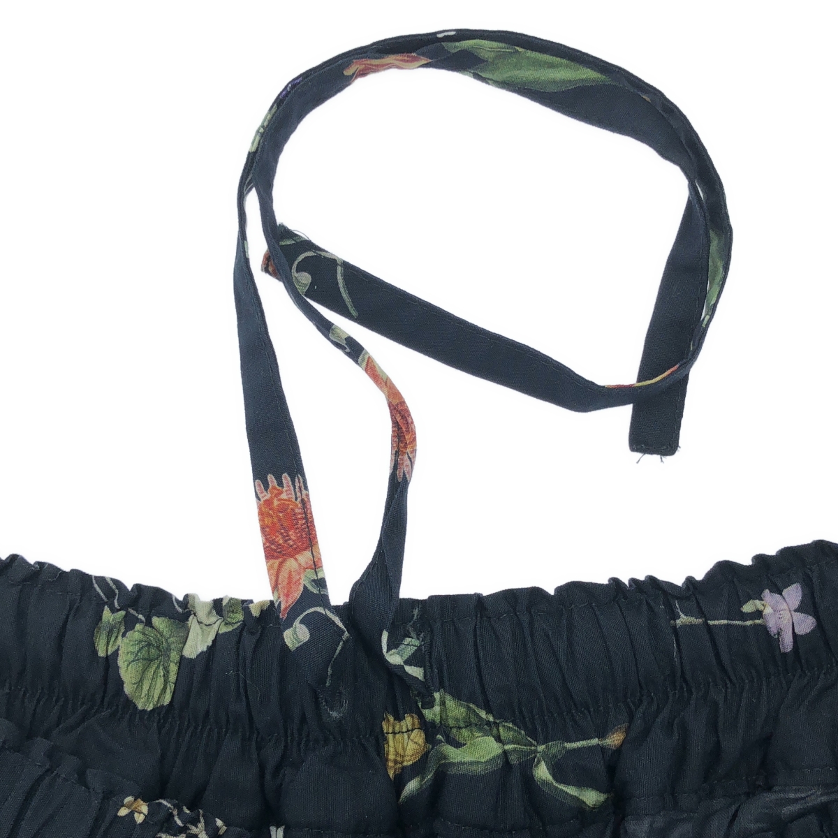 ichi / イチ コットン 総柄 フラワー ドローストリング ギャザー ワイド イージー パンツ