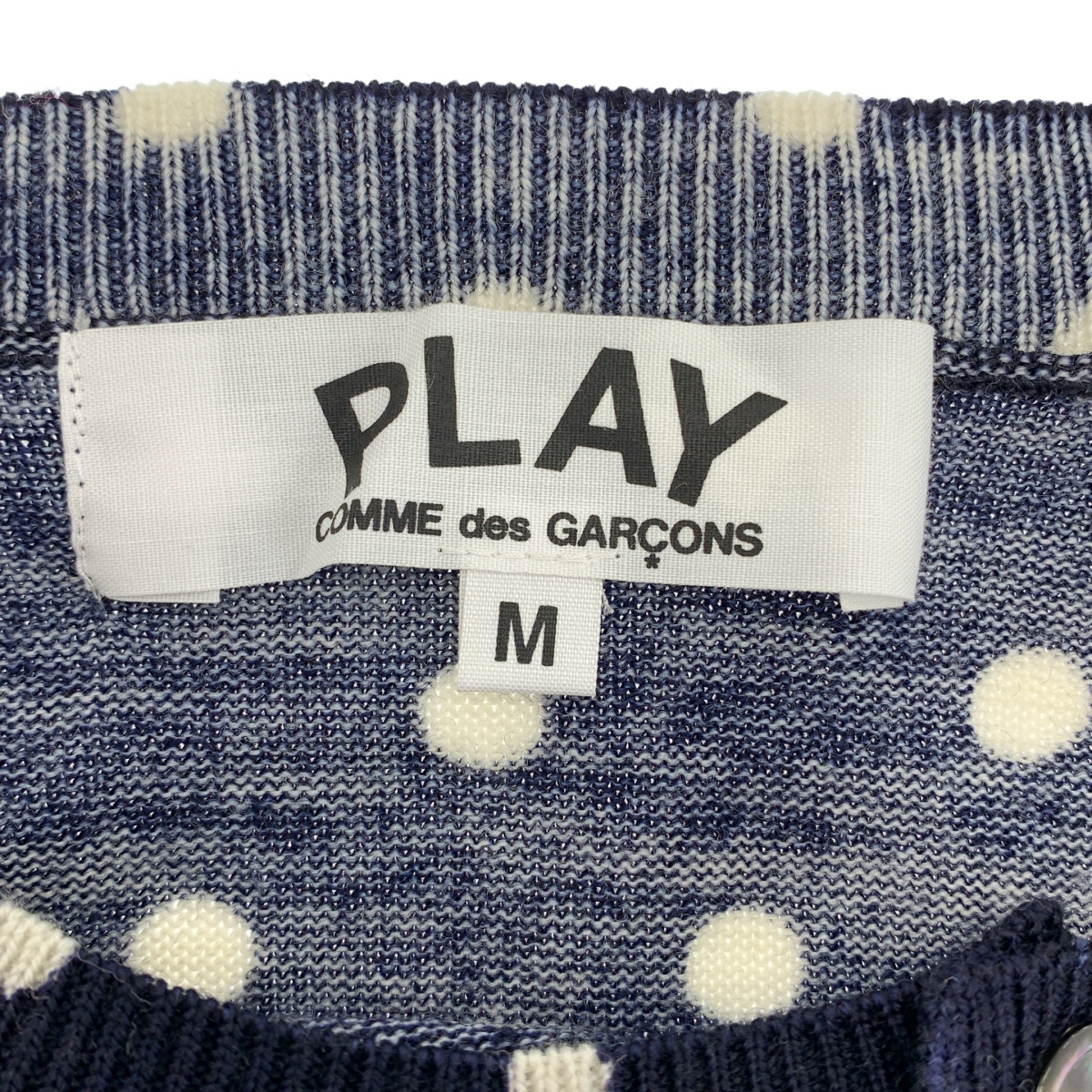PLAY COMME des GARCONS / プレイコムデギャルソン ウール ドット ハートロゴワッペン クルーネック ニットカーディガン