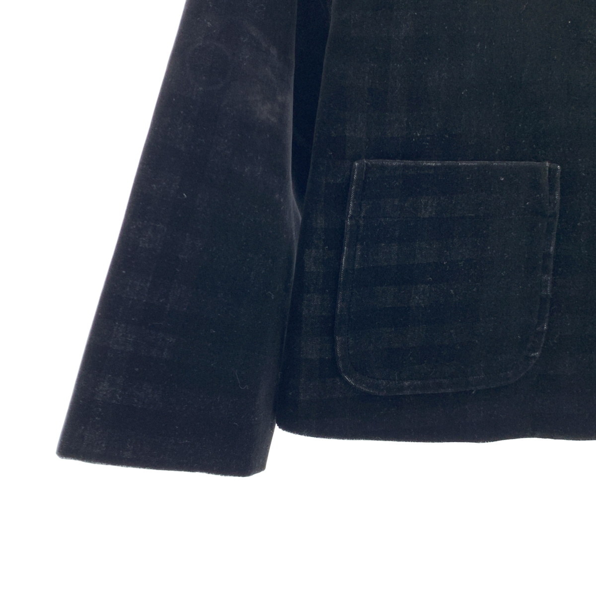 tricot COMME des GARCONS / トリココムデギャルソン ラウンドカラー ベロア チェック シングル ジャケット