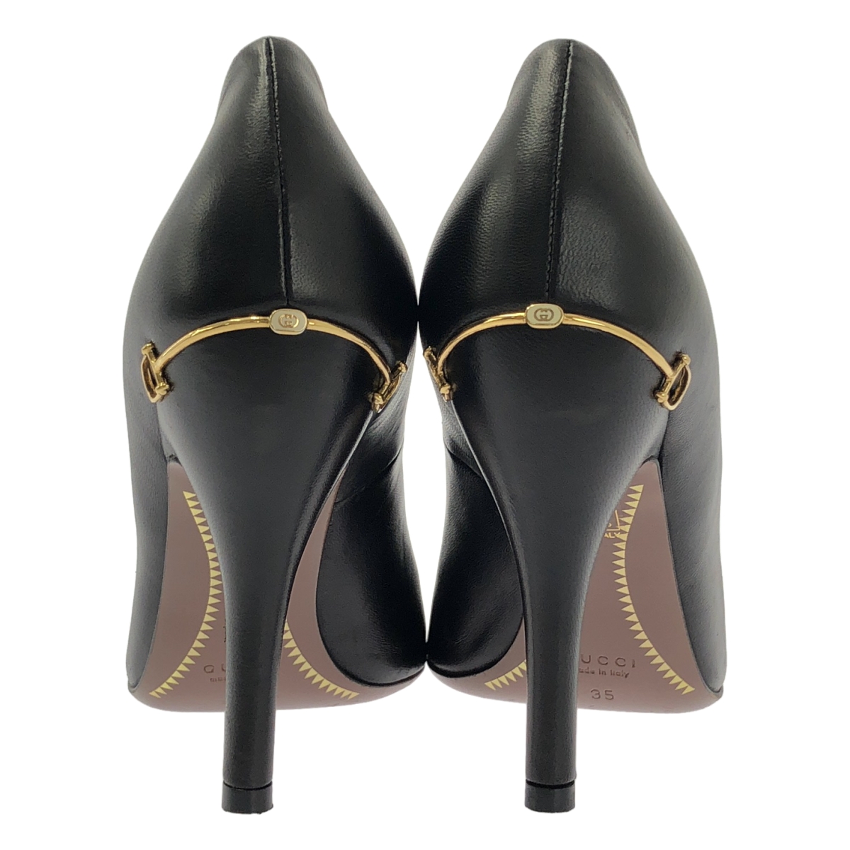 GUCCI / グッチ レザー インターロッキングG ロゴ ヒール パンプス