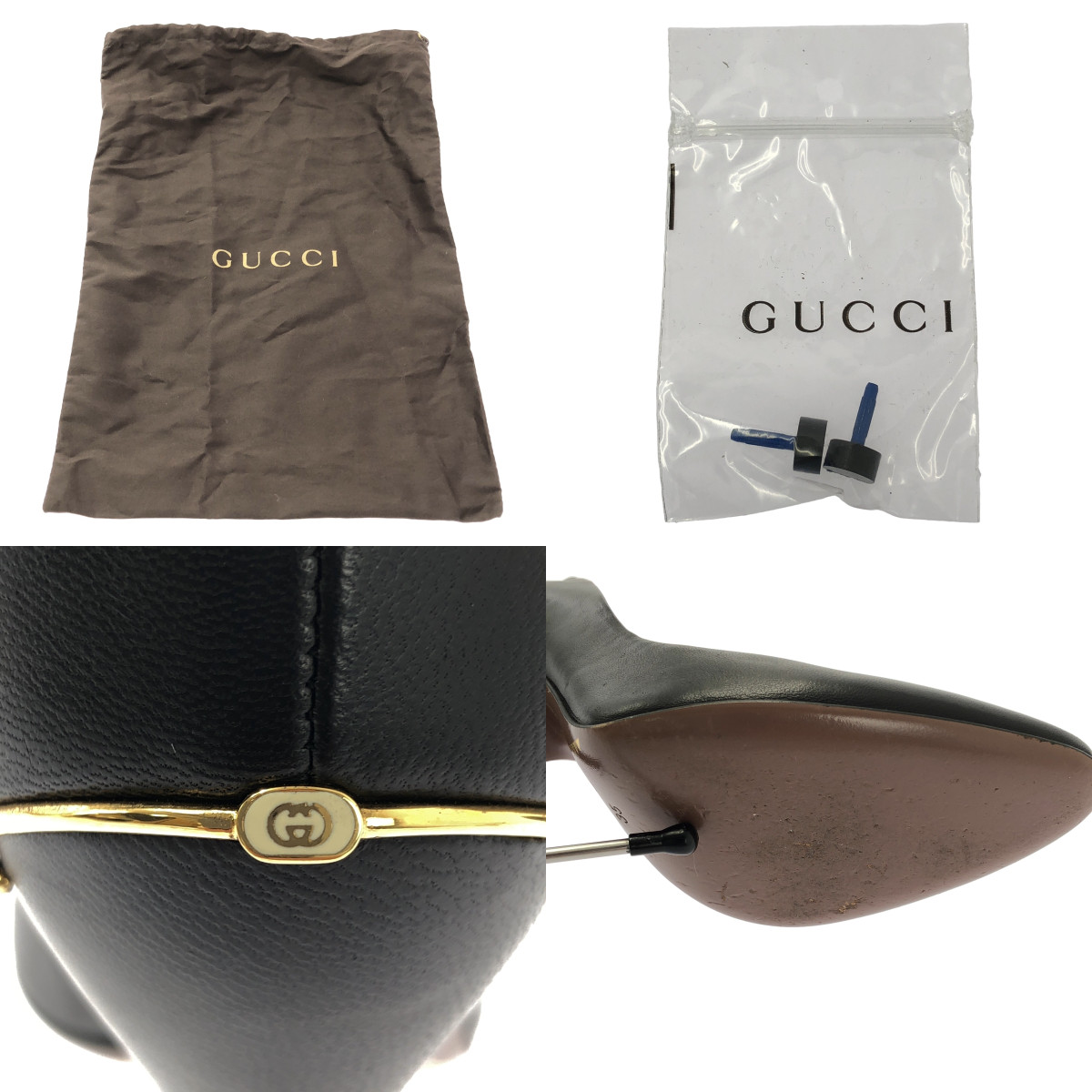 GUCCI / グッチ レザー インターロッキングG ロゴ ヒール パンプス