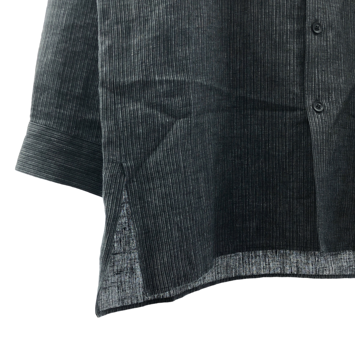 YOHJI YAMAMOTO POUR HOMME / ヨウジヤマモトプールオム Double Collar Decorative Button Blouse / ヘンプ 先染め ストライプ シャツ