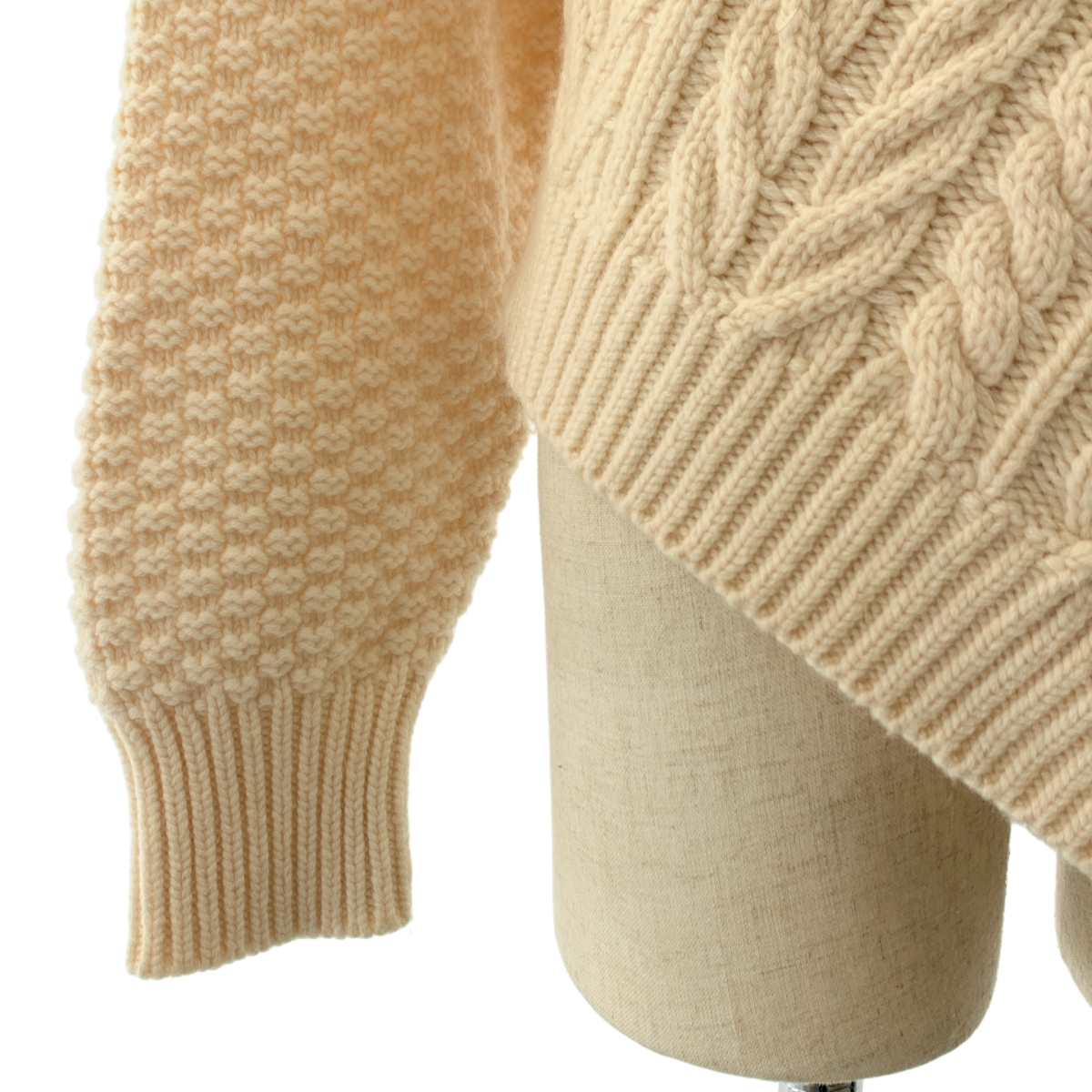 6(ROKU) BEAUTY&YOUTH / ロクビューティーアンドユース WOOL CASHMERE CABLE TURTLE NECK KNIT / ウール カシミヤ アシンメトリー ニット セーター