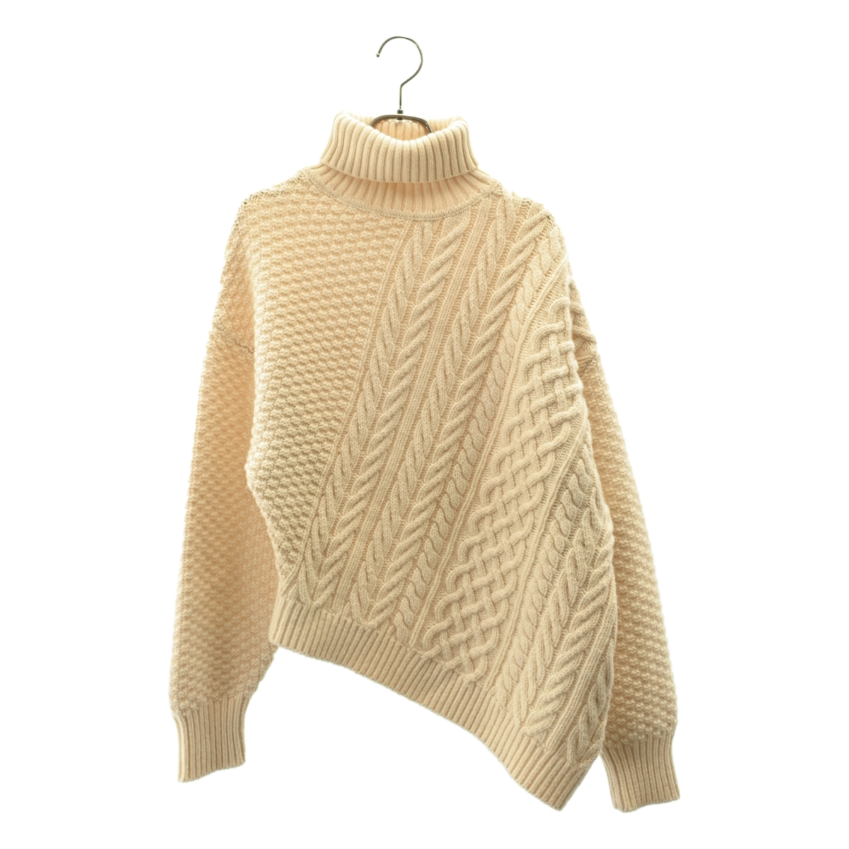 6(ROKU) BEAUTY&YOUTH / ロクビューティーアンドユース WOOL CASHMERE CABLE TURTLE NECK KNIT / ウール カシミヤ アシンメトリー ニット セーター