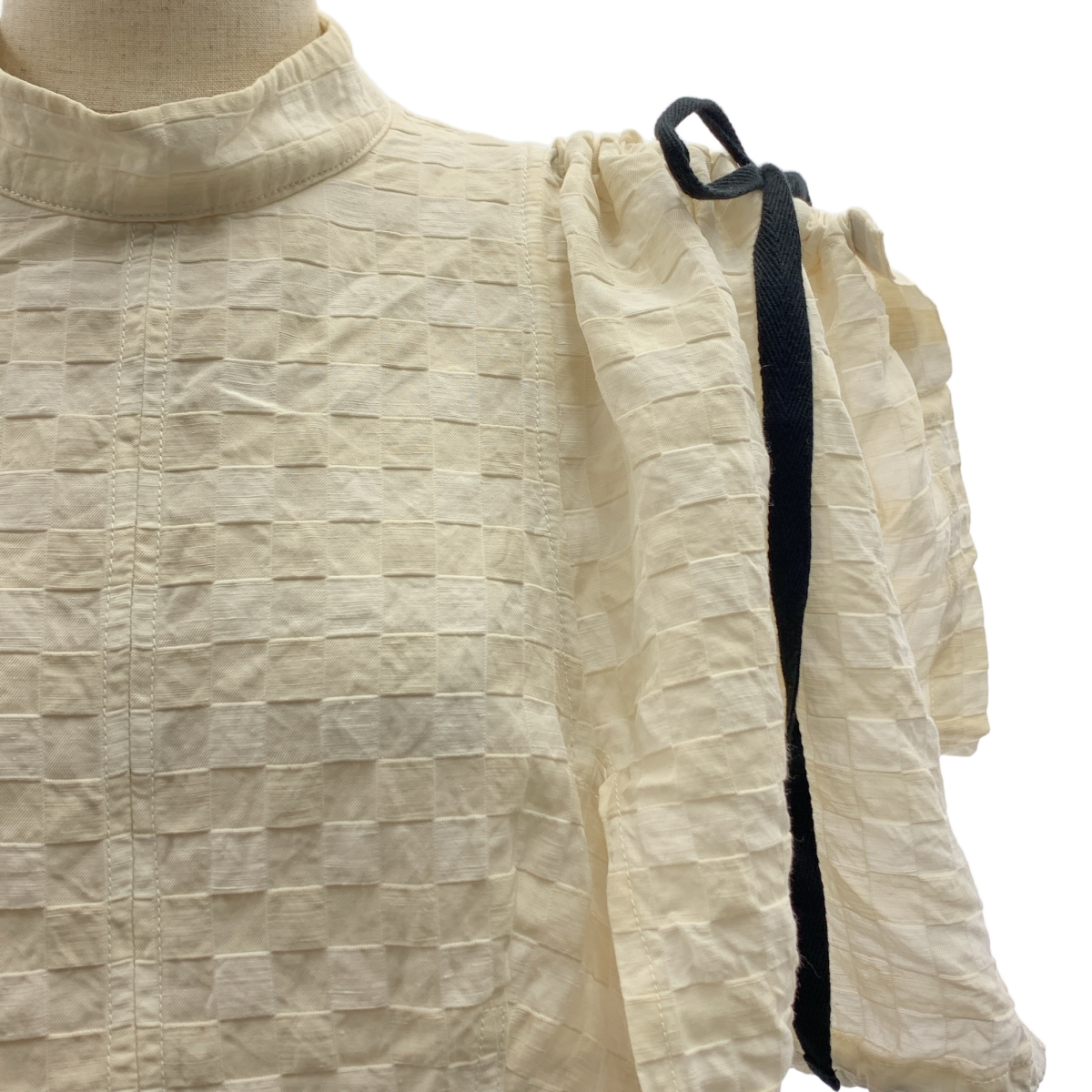 AKIKOAOKI / アキコアオキ ハンカチーフ ギンガムチェック リボン ブラウス