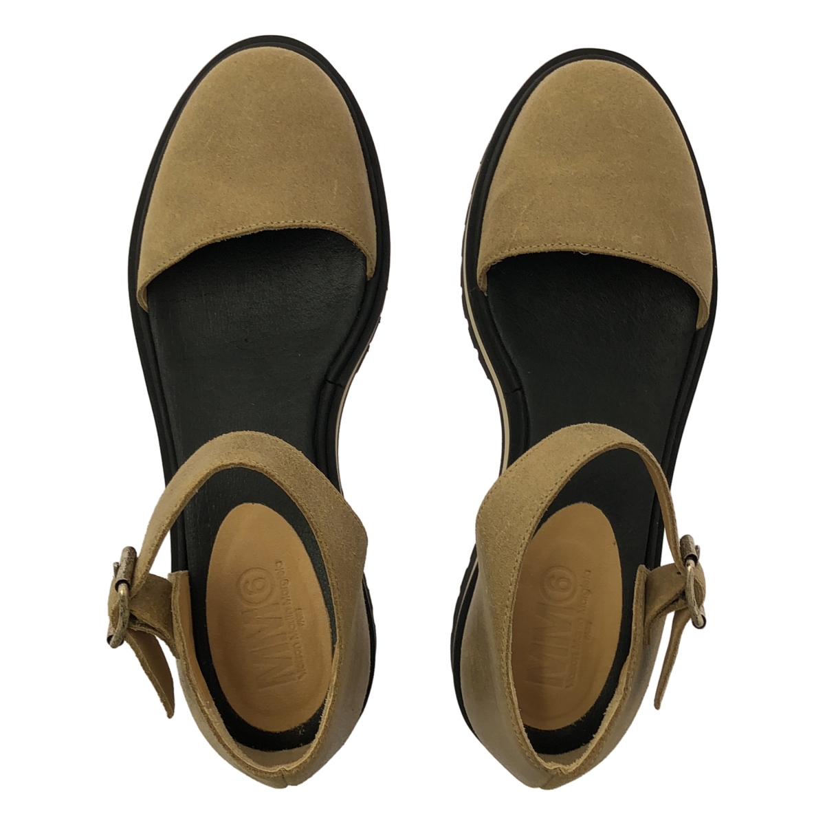 MM6 Maison Martin Margiela / エムエムシックスメゾンマルタンマルジェラ レザー ラウンドトゥ ストラップ サンダル