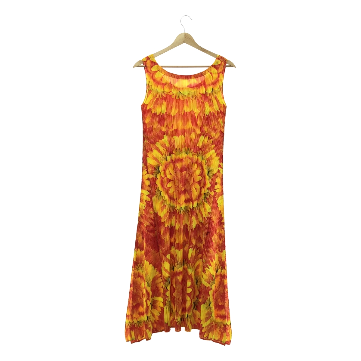 PLEATS PLEASE ISSEY MIYAKE / プリーツプリーズイッセイミヤケ ダリア 花柄 プリント フレア プリーツ ノースリーブ ワンピース