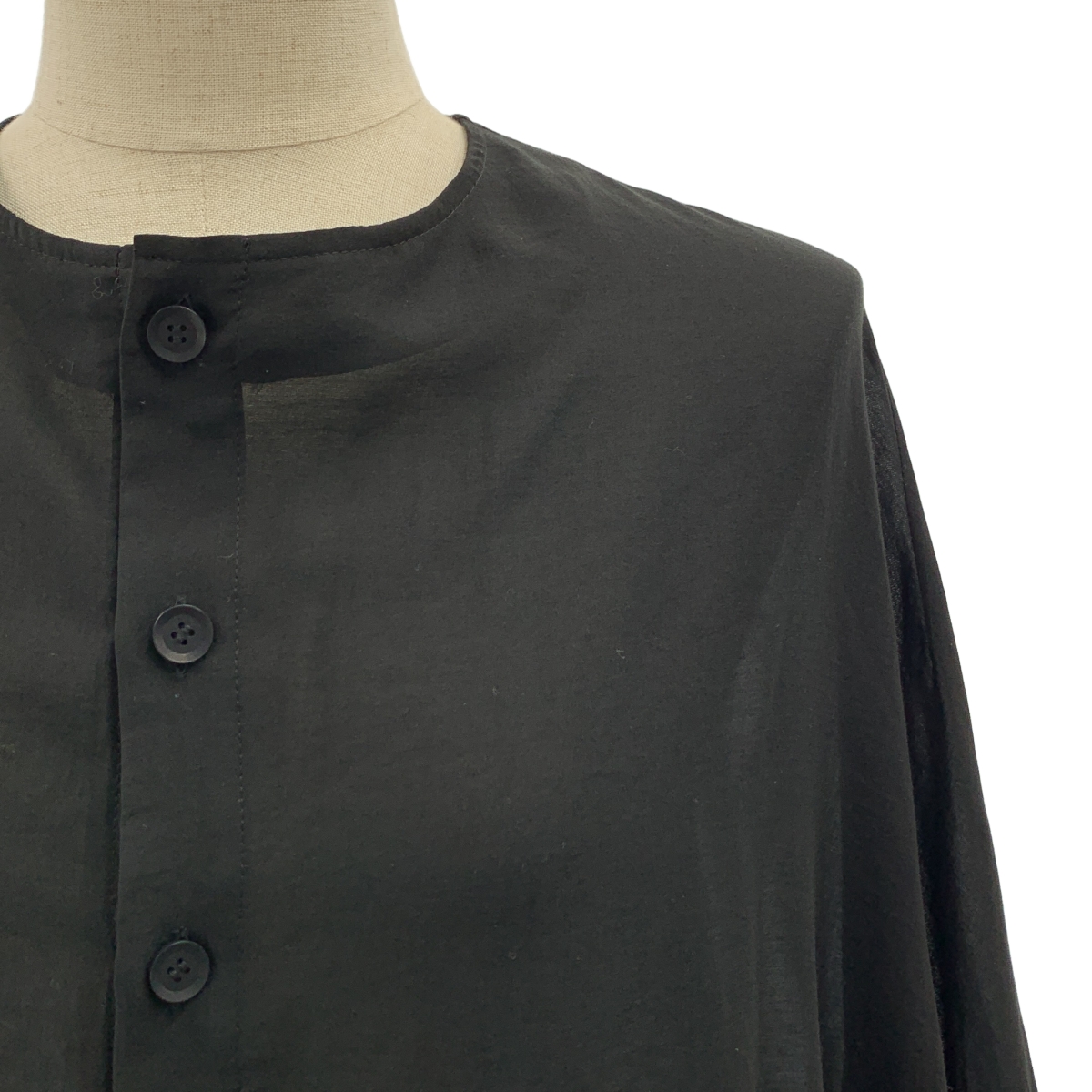 YOHJI YAMAMOTO +NOIR / ヨウジヤマモトプリュスノアール 変形 オーバーシルエット ギャザースリーブ ロングシャツ ブラウス