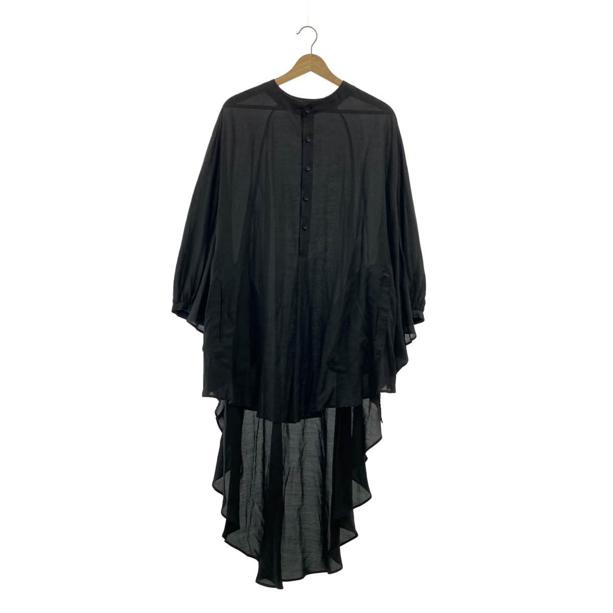 YOHJI YAMAMOTO +NOIR / ヨウジヤマモトプリュスノアール 変形 オーバーシルエット ギャザースリーブ ロングシャツ ブラウス