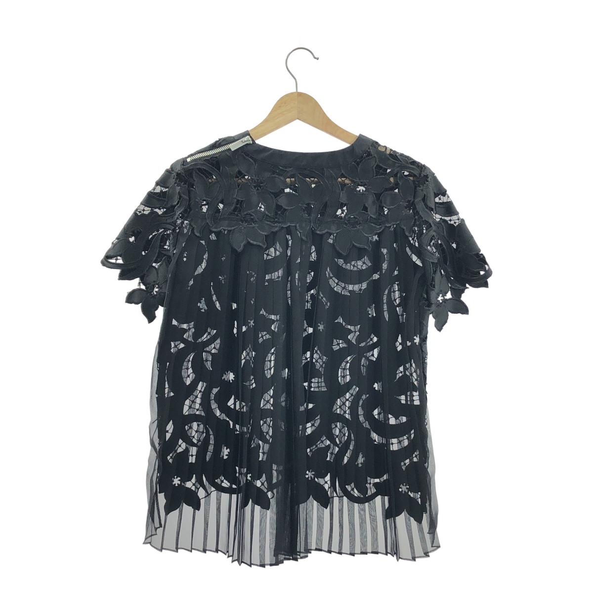 sacai / サカイ レース バック プリーツ切替 ジップ ブラウス シャツ
