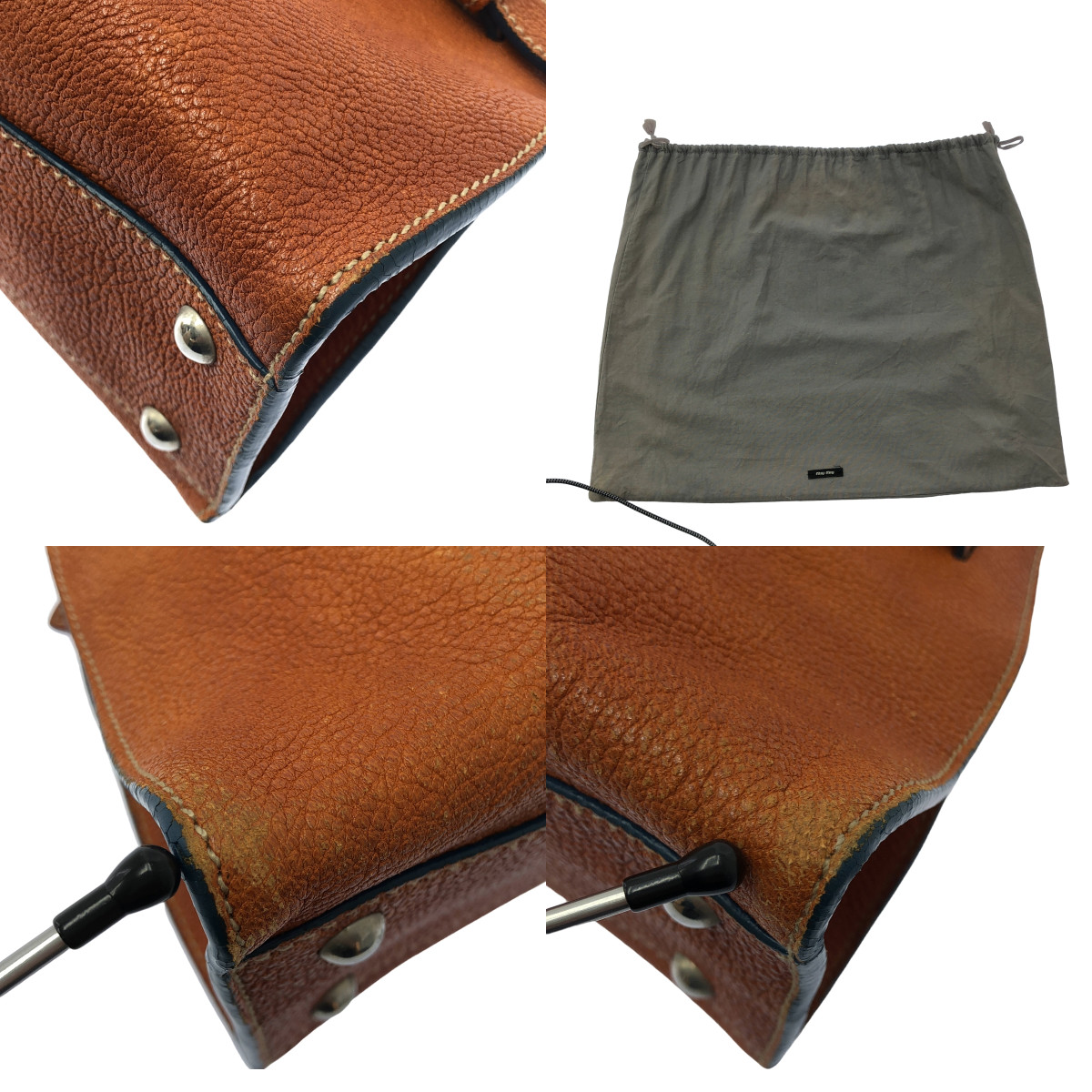 miu miu / ミュウミュウ ロゴチャーム レザー ハンドバッグ