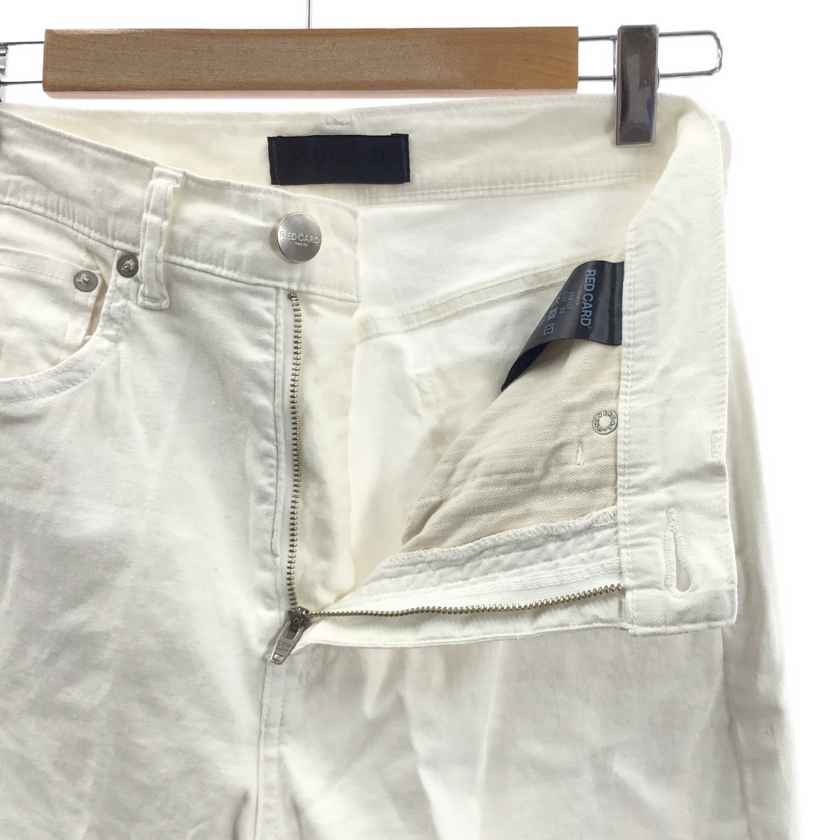 RED CARD / レッドカード Slogan ルーズ ストレート ホワイト デニムパンツ