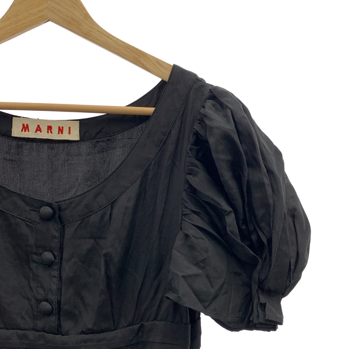 MARNI / マルニ シルク パフスリーブ タック バルーン 半袖ワンピース