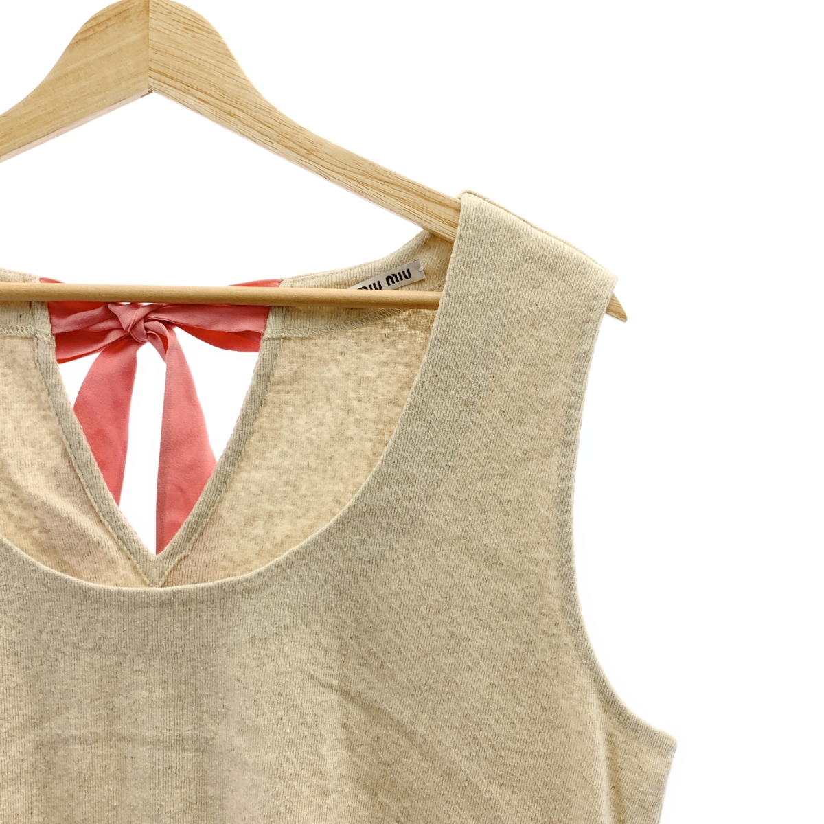 miu miu / ミュウミュウ コットン 異素材 切替 バックリボン フリル ブラウス トップス