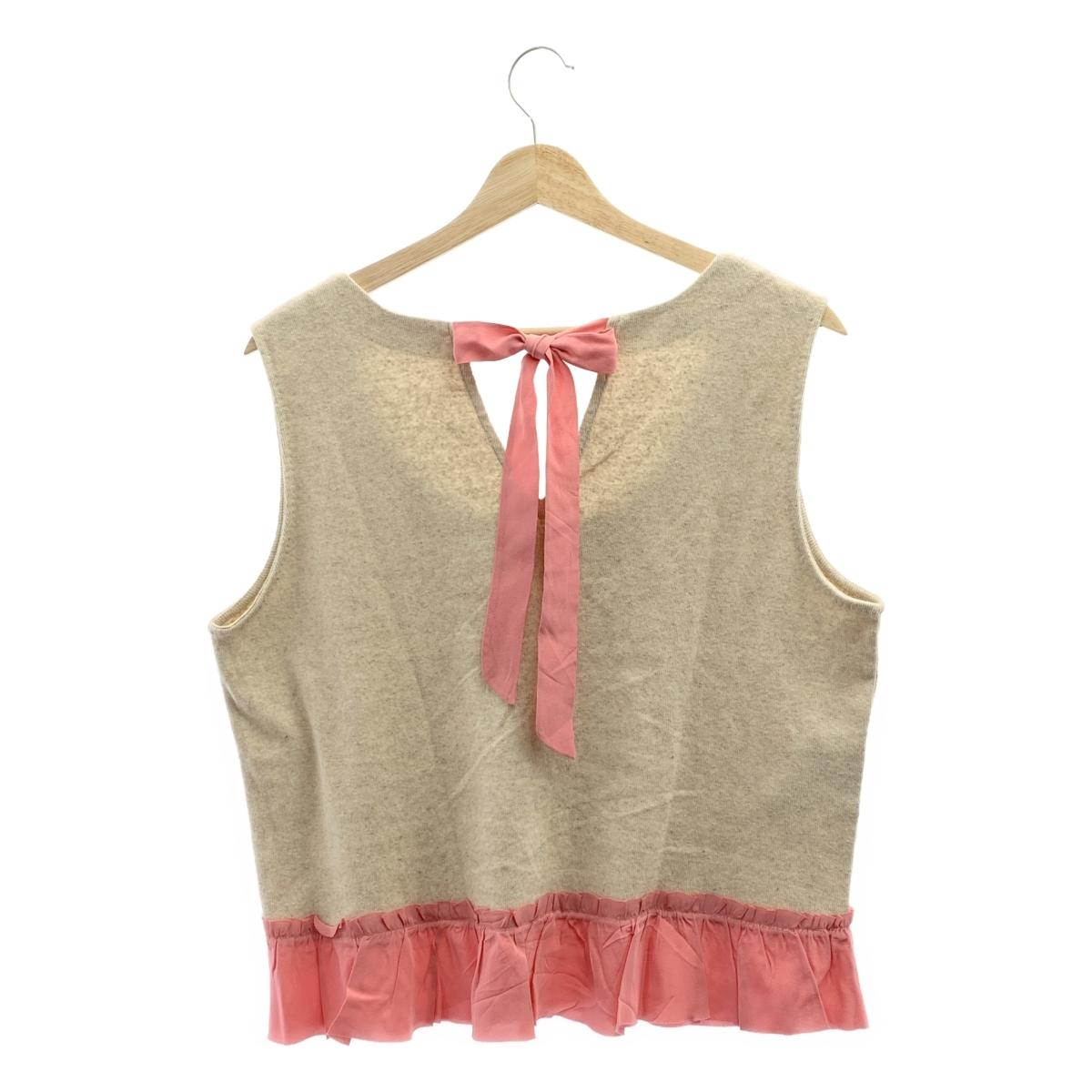 miu miu / ミュウミュウ コットン 異素材 切替 バックリボン フリル ブラウス トップス