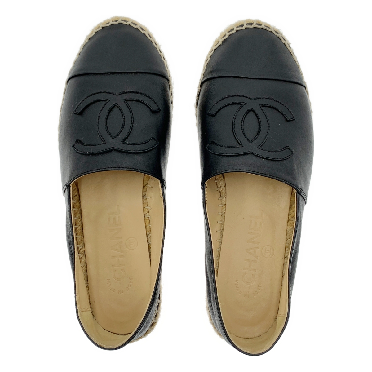 CHANEL / シャネル ココマーク レザー エスパドリーユ スリッポン シューズ