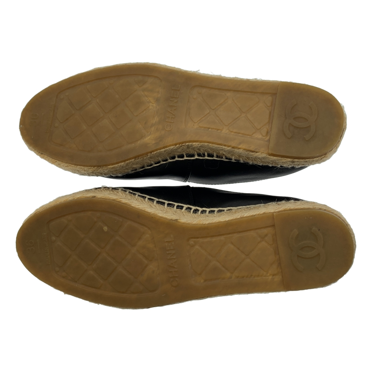CHANEL / シャネル ココマーク レザー エスパドリーユ スリッポン シューズ