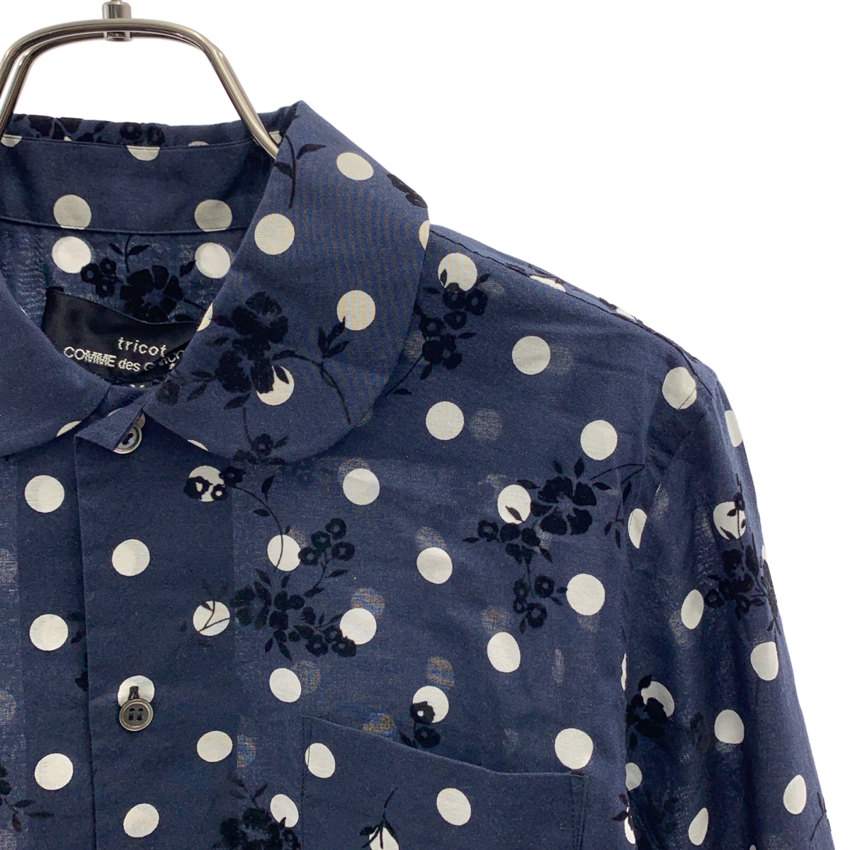 tricot COMME des GARCONS / トリココムデギャルソン 総柄 ドット フラワー 丸襟 シャツ ブラウス