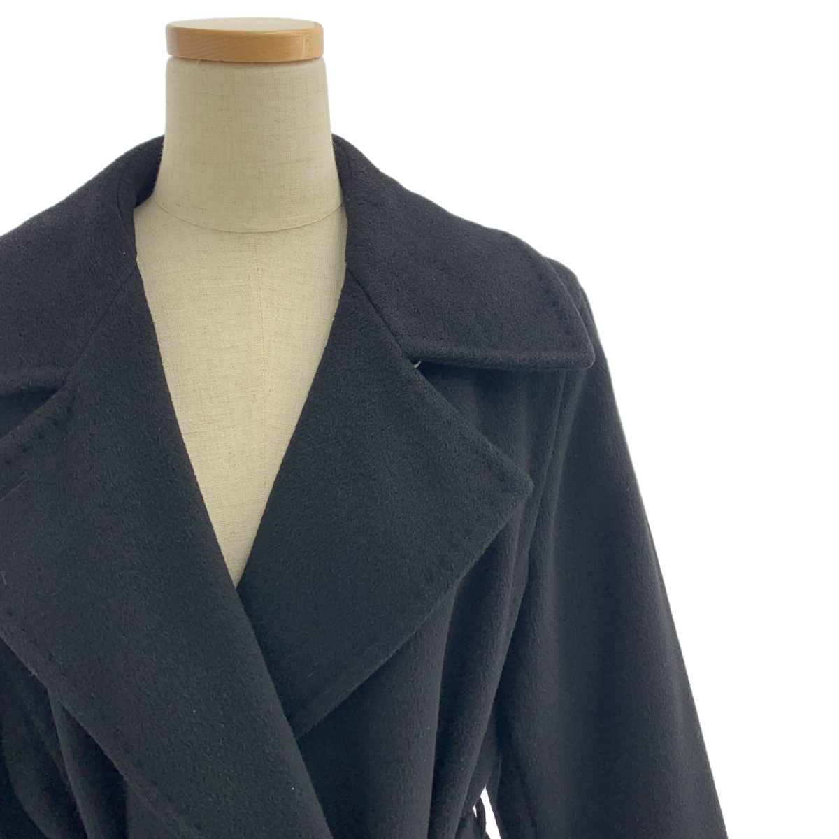 Max Mara / マックスマーラ 白タグ カシミヤブレンド ウール ベルベット チェスターコート / ロゴ総裏地