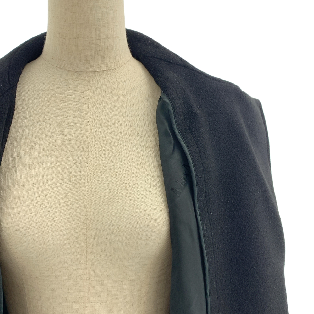 Max Mara / マックスマーラ 白タグ カシミヤブレンド ウール ベルベット チェスターコート / ロゴ総裏地