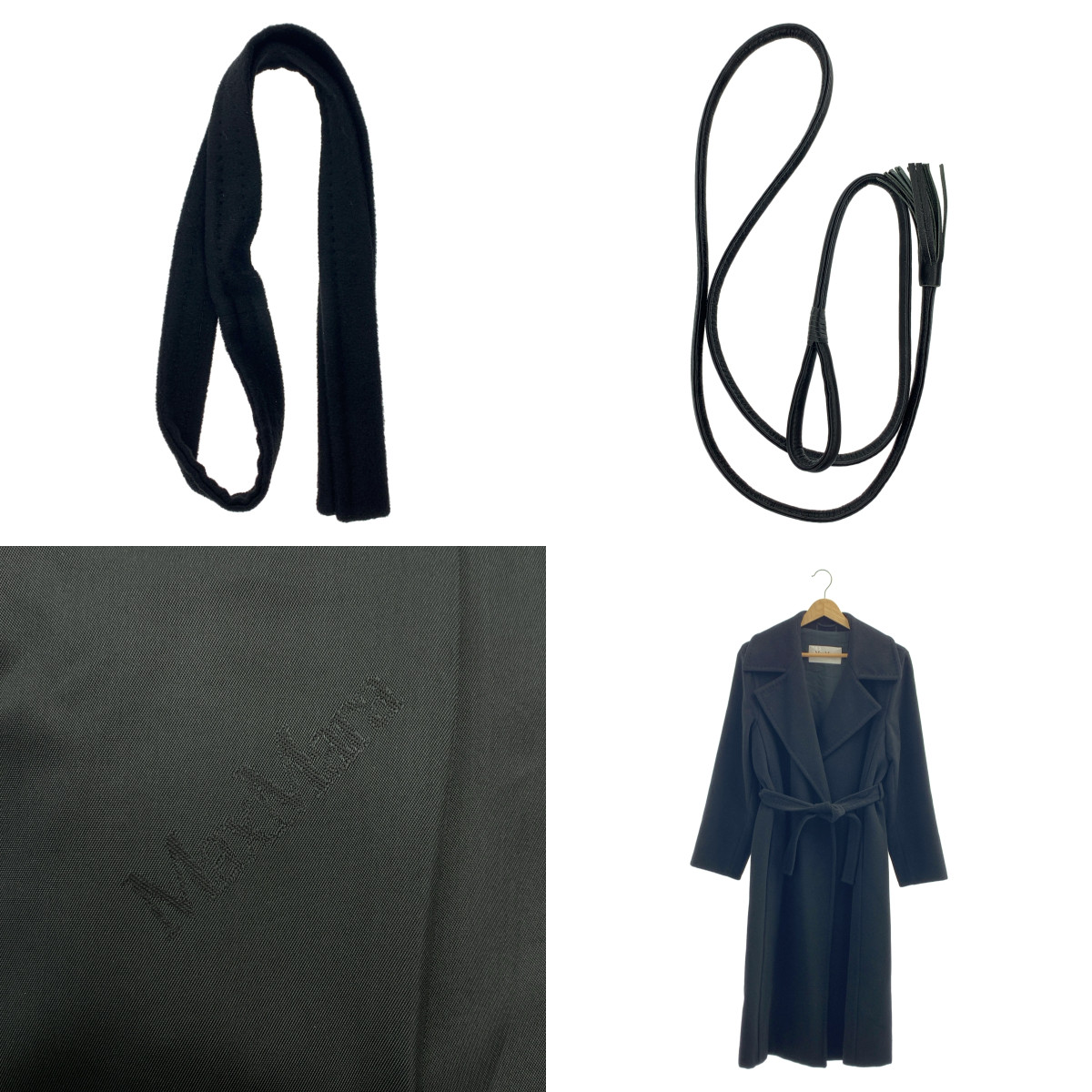 Max Mara / マックスマーラ 白タグ カシミヤブレンド ウール ベルベット チェスターコート / ロゴ総裏地