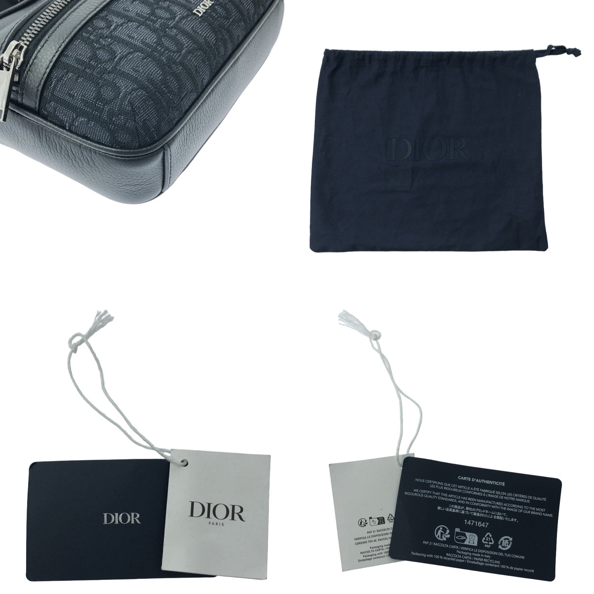 Dior / ディオール Rider 2.0 ジップ メッセンジャーバッグ ミニ オブリーク ジャカード & グレインドカーフスキン