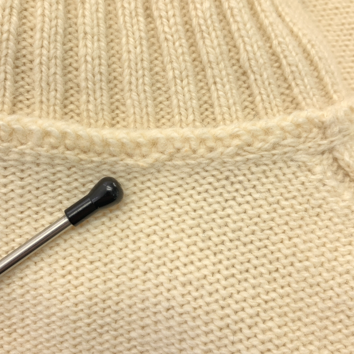 HERMES / エルメス カシミヤ リブシルク切替 タートルネックニット