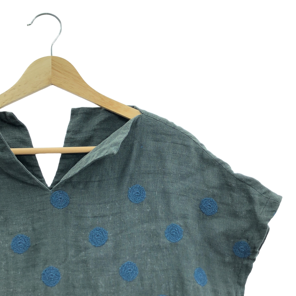 mina perhonen / ミナペルホネン リネン ドット オープンカラー ワンピース