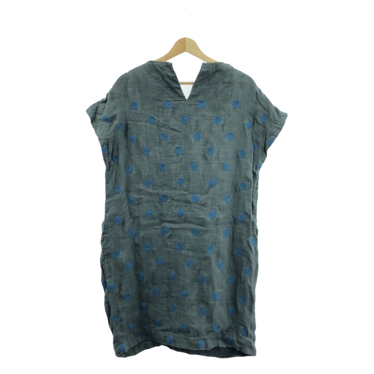 mina perhonen / ミナペルホネン リネン ドット オープンカラー ワンピース