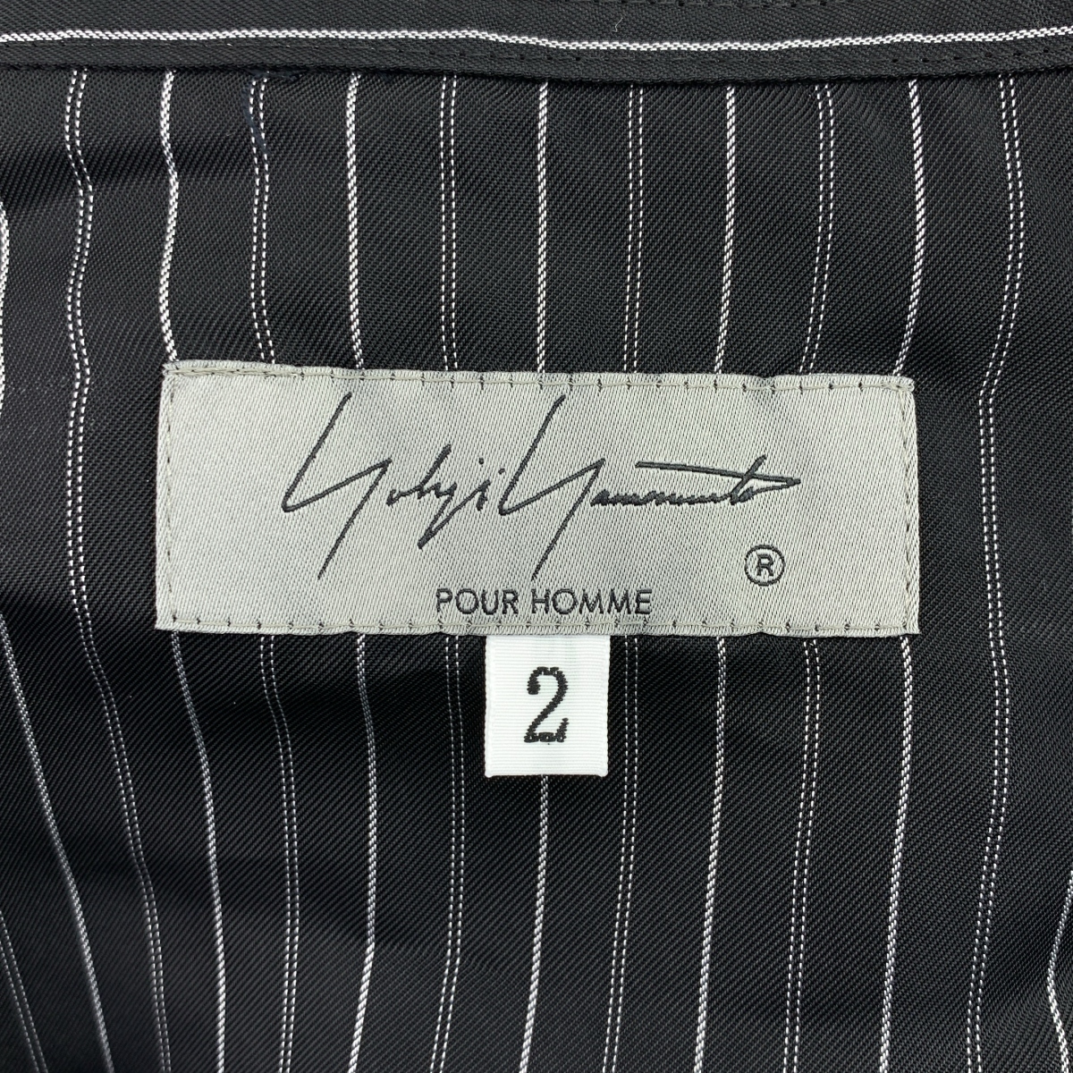 YOHJI YAMAMOTO POUR HOMME / ヨウジヤマモトプールオム CU ST MESSAGE SCARF BLOUSE / ストライプ ロゴ 変形 オーバーシルエット シャツ