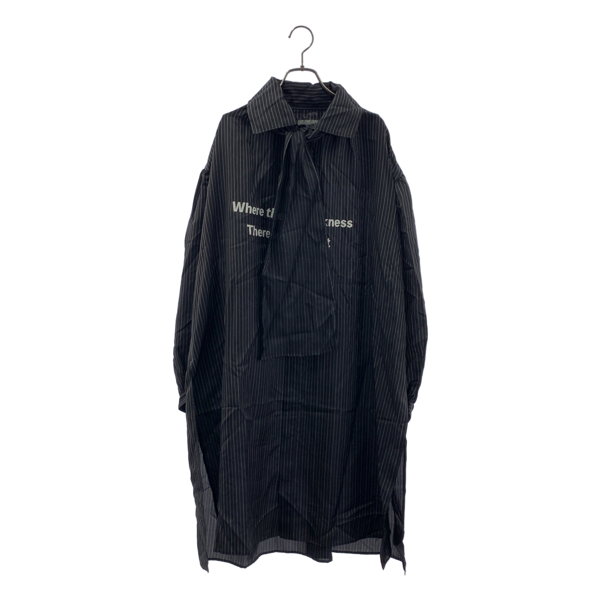 YOHJI YAMAMOTO POUR HOMME / ヨウジヤマモトプールオム CU ST MESSAGE SCARF BLOUSE / ストライプ ロゴ 変形 オーバーシルエット シャツ