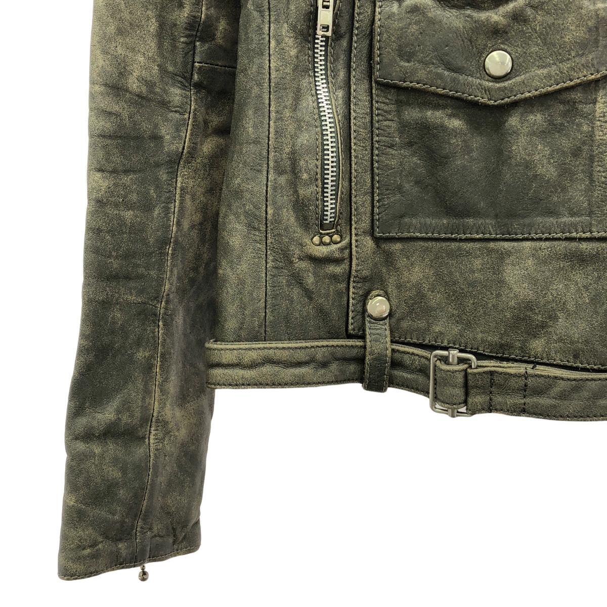 Deuxieme Classe / ドゥーズィエムクラス 【 GOLDEN GOOSE / ゴールデングース 】 牛革 カウレザー スタッズ ダメージ加工  ダブルライダース ジャケット / 総裏地