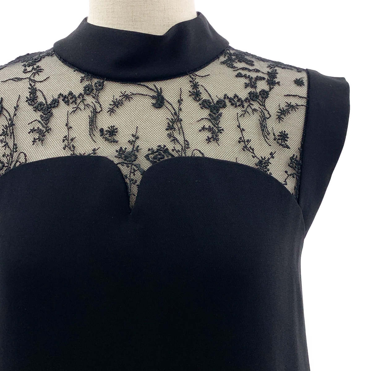 Mame Kurogouchi / マメクロゴウチ Acetate Polyester Floral Lace-Collar Sleeveless Dress / フラワー エンブロイダリー レース ドレス ワンピース / 裏地付き