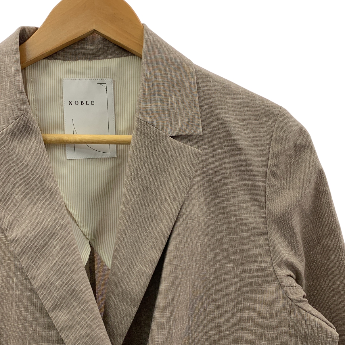 NOBLE / ノーブル 金ボタン 麻ストレッチダブルブレストジャケット