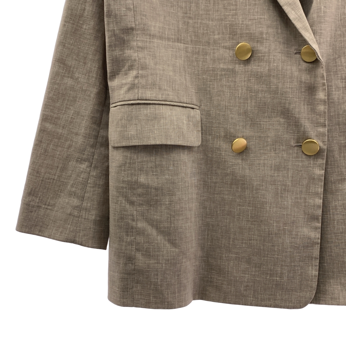 NOBLE / ノーブル 金ボタン 麻ストレッチダブルブレストジャケット
