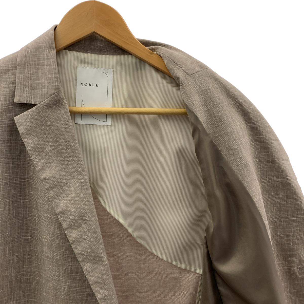 NOBLE / ノーブル 金ボタン 麻ストレッチダブルブレストジャケット