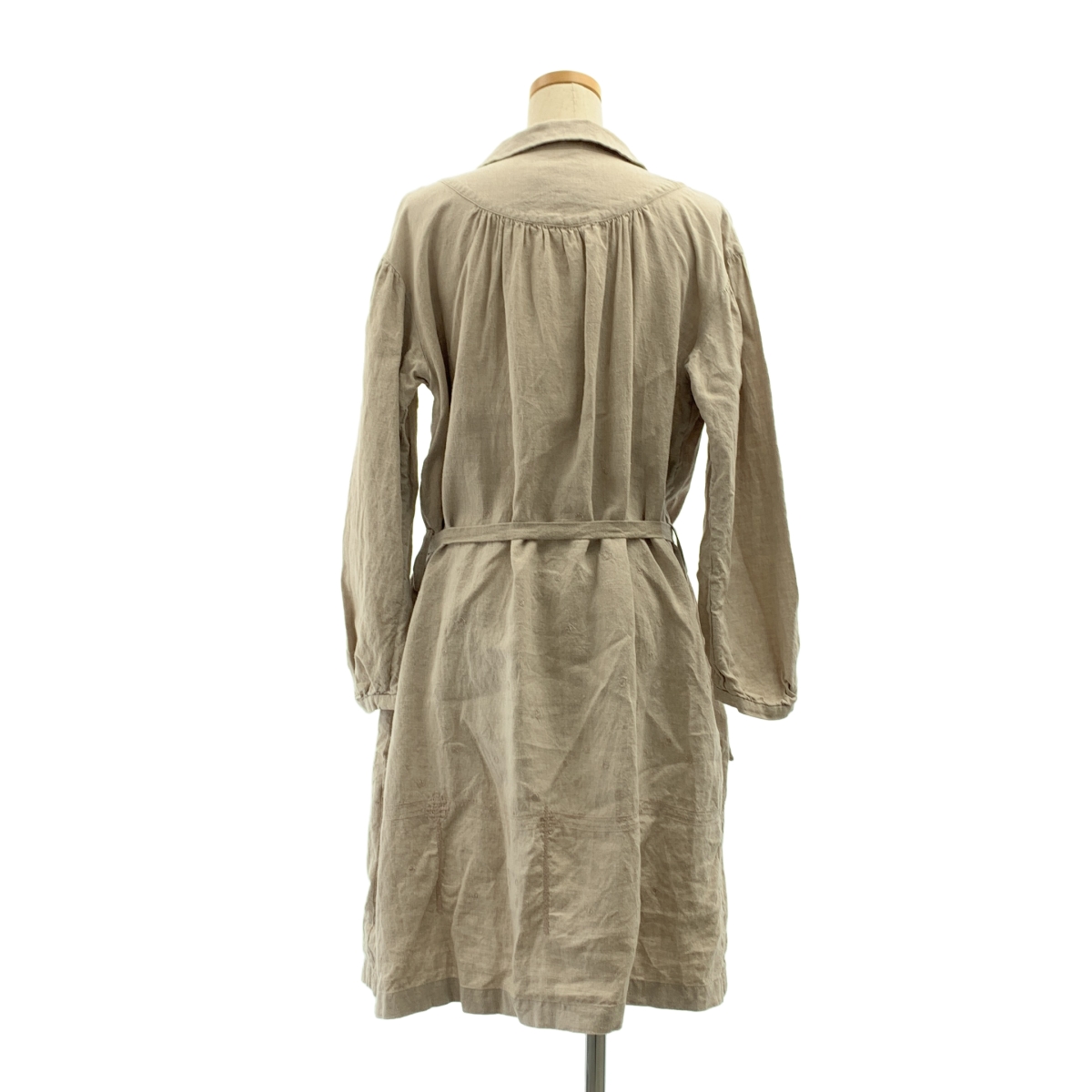 mina perhonen / ミナペルホネン yuki-no-hi / ユキノヒ リネン エンブロイダリー ベルテッド ボリューム ドレス ワンピース