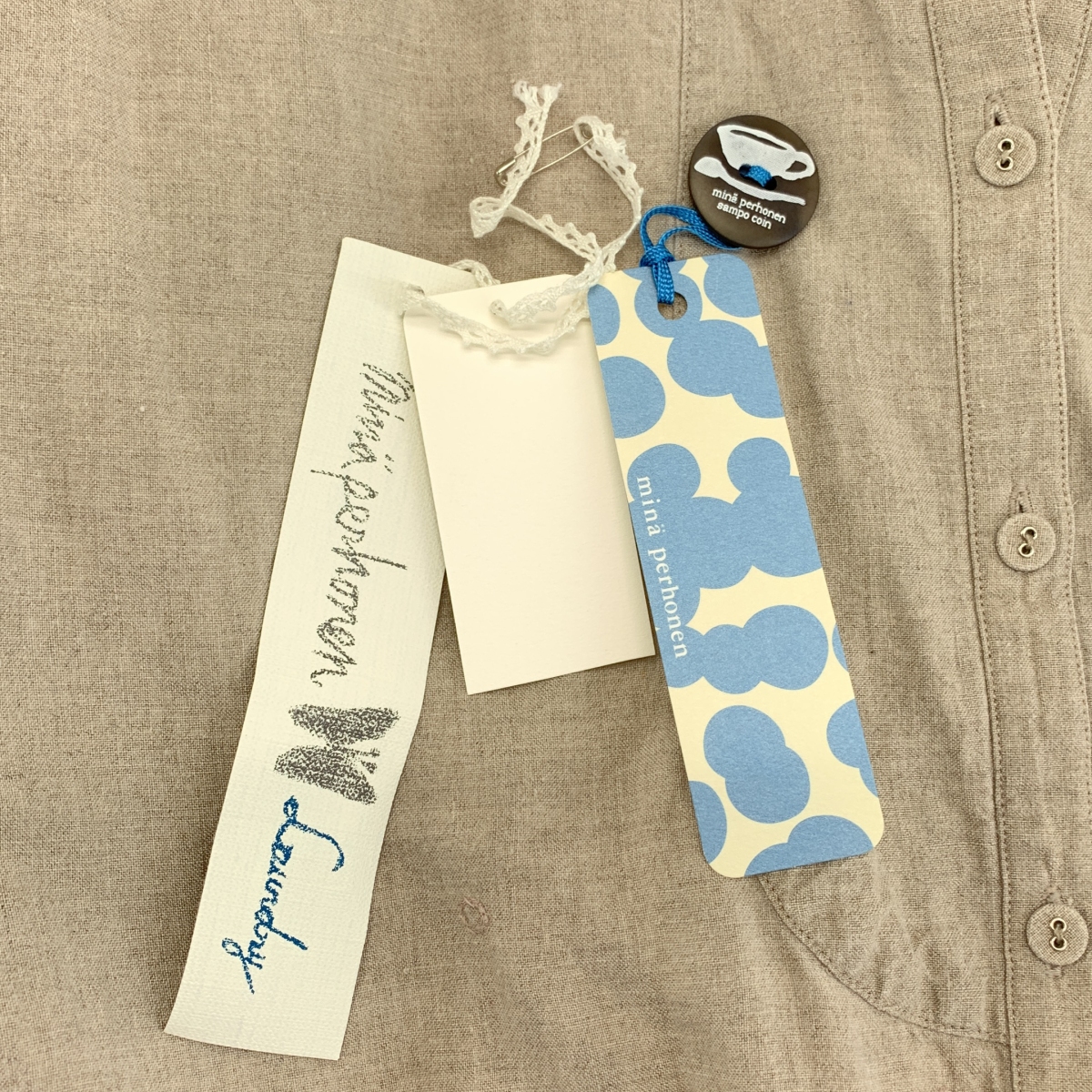 mina perhonen / ミナペルホネン yuki-no-hi / ユキノヒ リネン エンブロイダリー ベルテッド ボリューム ドレス ワンピース