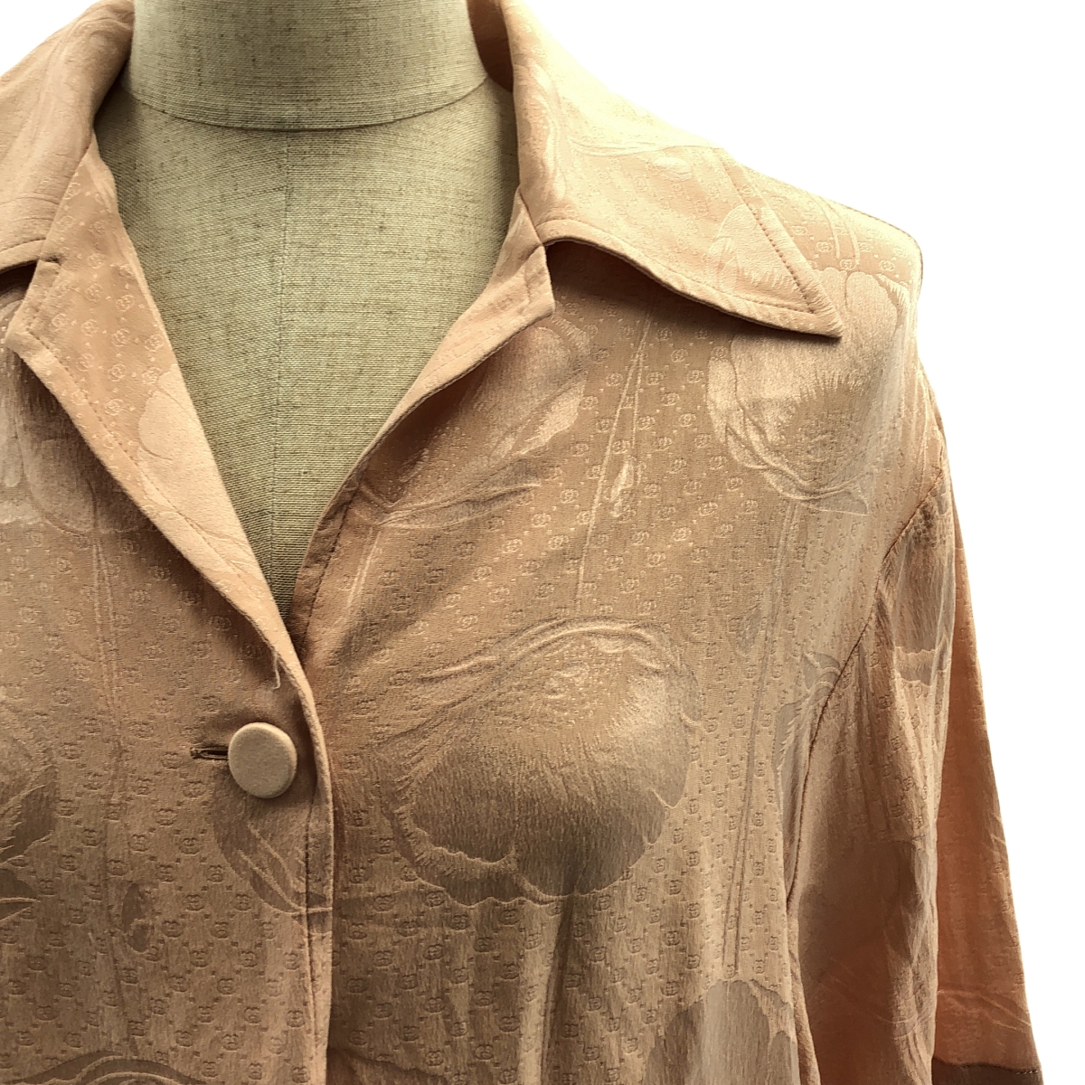 GUCCI / グッチ silk 100％ / シルク ジャガード オープンカラー シャツ ブラウス