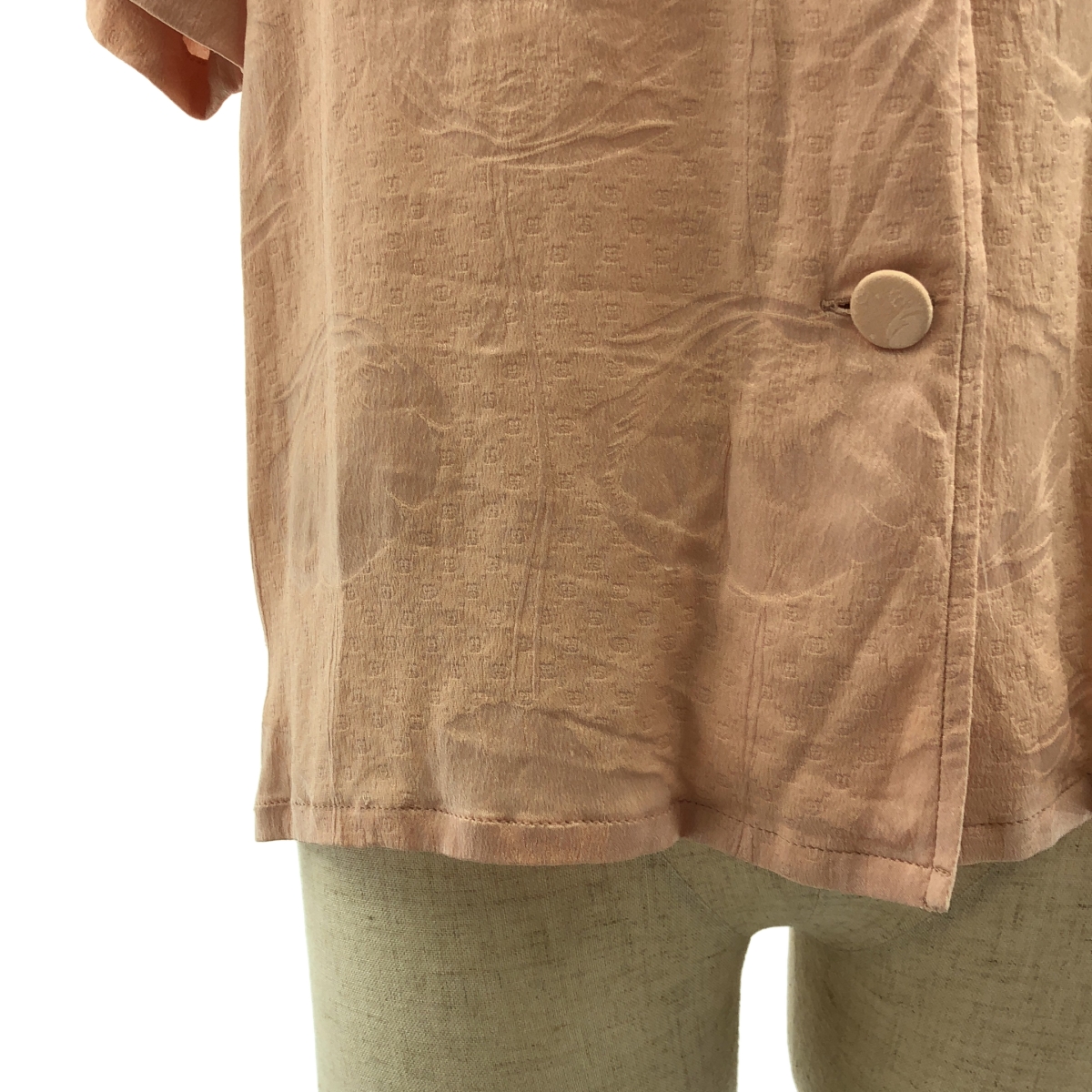 GUCCI / グッチ silk 100％ / シルク ジャガード オープンカラー シャツ ブラウス