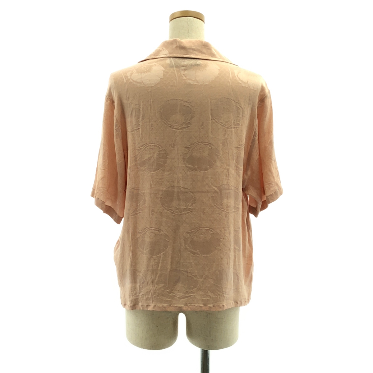 GUCCI / グッチ silk 100％ / シルク ジャガード オープンカラー シャツ ブラウス